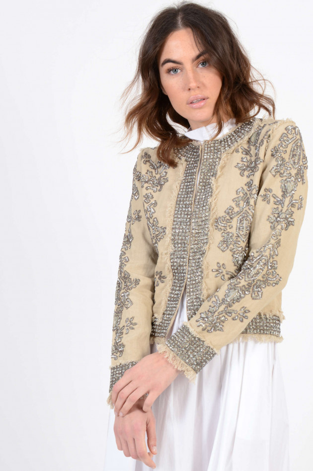 Twin Set Bestickte Jacke in Beige