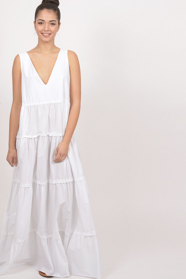Twin Set Kleid aus Baumwollpopeline mit Rüschen in Weiß