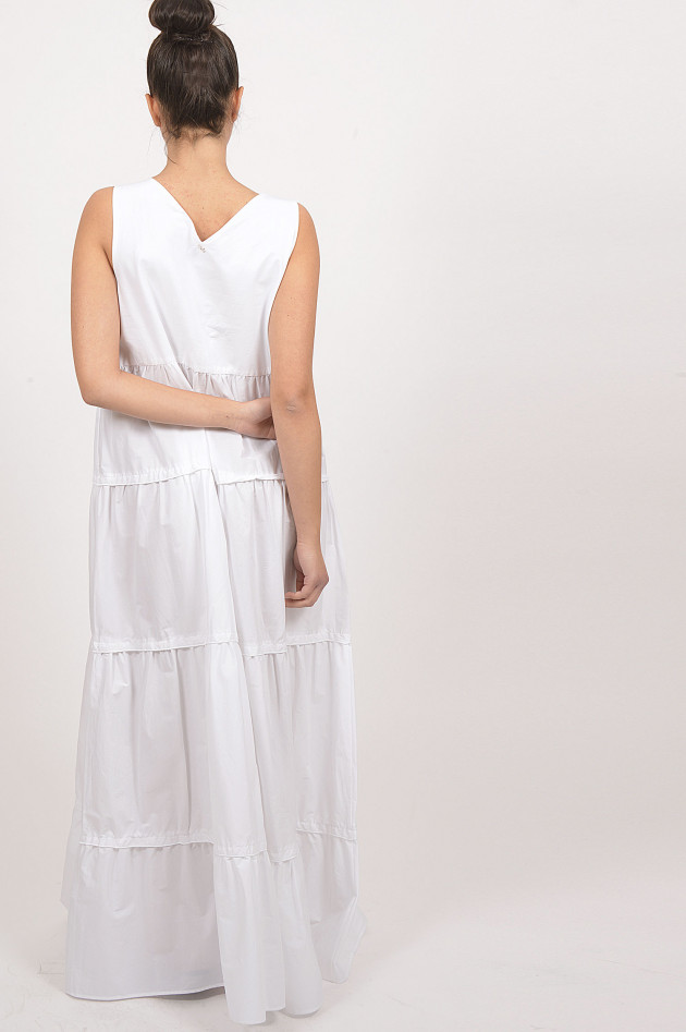 Twin Set Kleid aus Baumwollpopeline mit Rüschen in Weiß