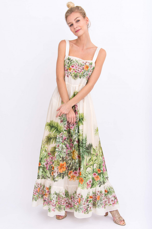 Twin Set Maxi-Kleid im Blüten-Design in Natur gemustert