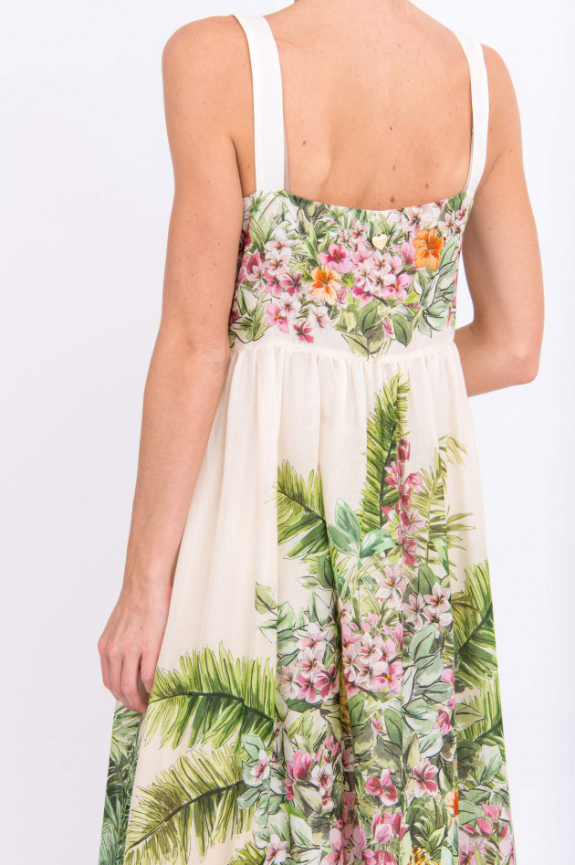 Twin Set Maxi-Kleid im Blüten-Design in Natur gemustert