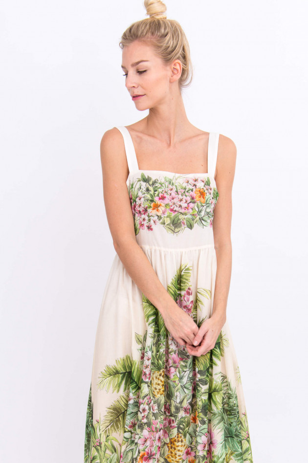 Twin Set Maxi-Kleid im Blüten-Design in Natur gemustert