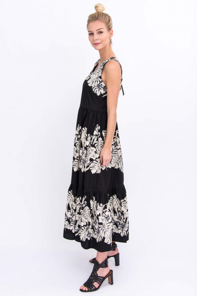 Twin Set Maxi-Kleid im Floralen Design in Schwarz/Weiß