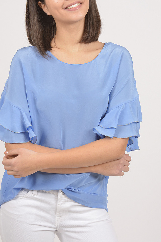 Twin Set Seidenshirt mit Volants in Blau