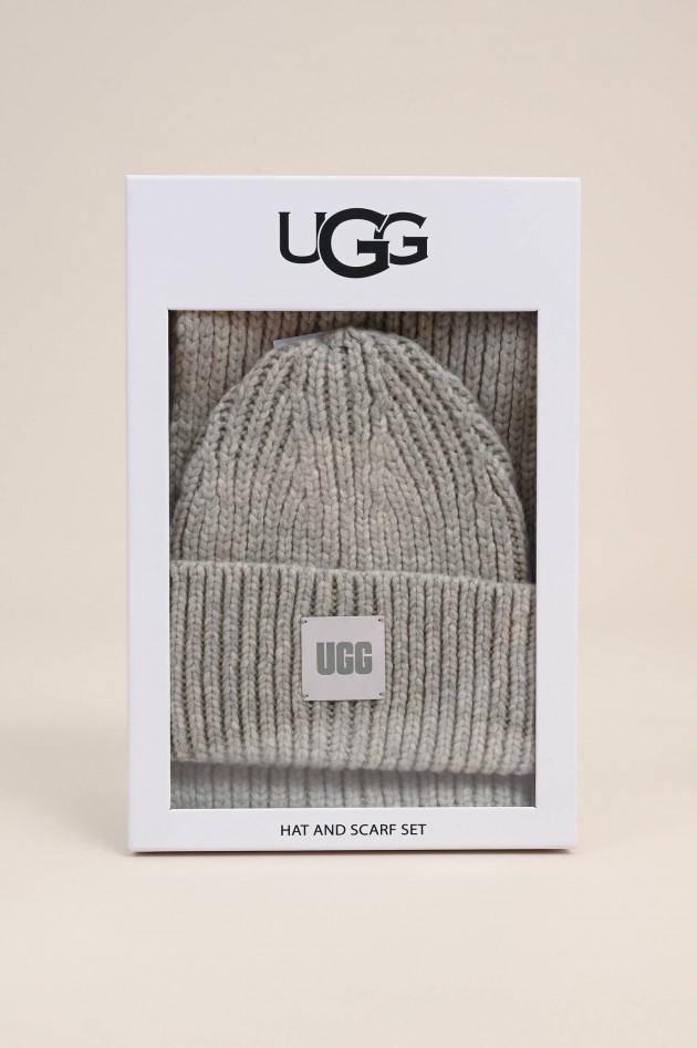 UGG Rippstrick Set CHUNKY RIB KNIT in Hellgrau