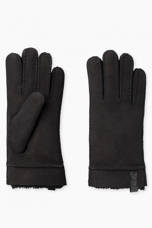 UGG Handschuhe aus Lammfell in Schwarz
