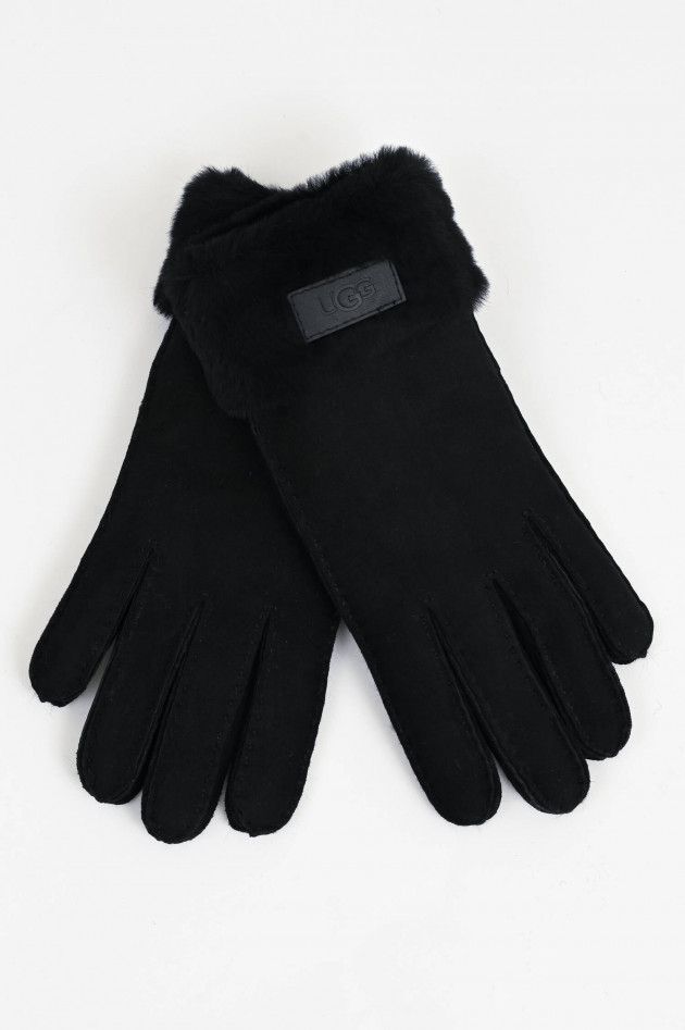 UGG Lammfell-Handschuhe TURN CUFF in Schwarz