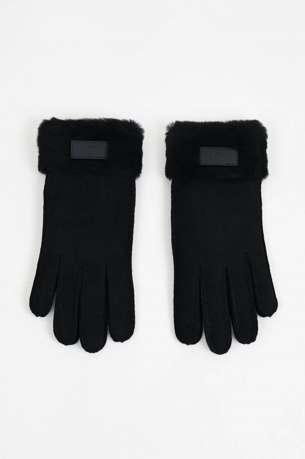UGG Lammfell-Handschuhe TURN CUFF in Schwarz