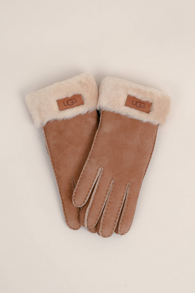 UGG Lammfell Handschuhe TURN CUFF in Chestnut