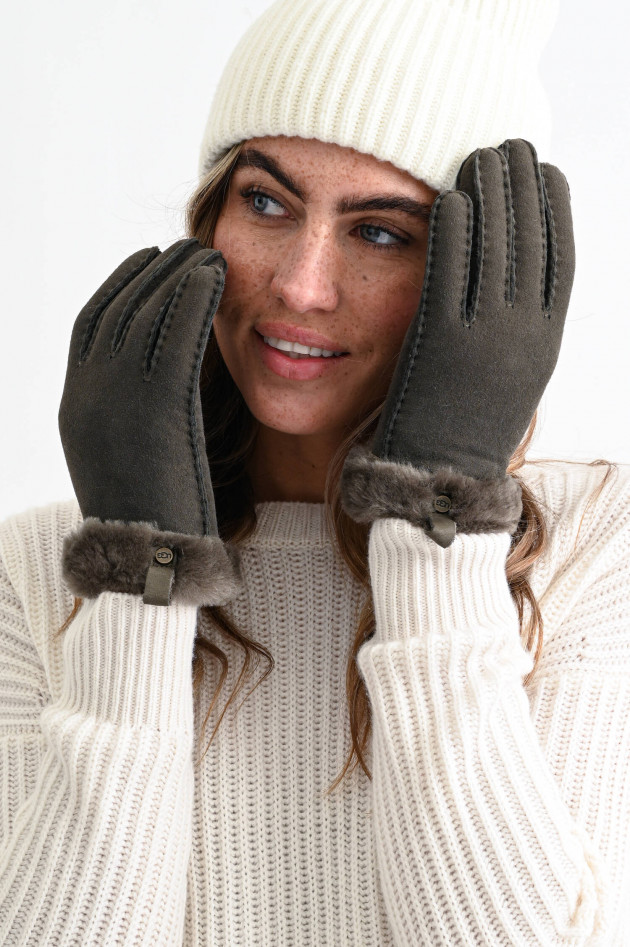 UGG Kurzer Lammfell-Hanschuh SHORTY GLOVE in Graubraun