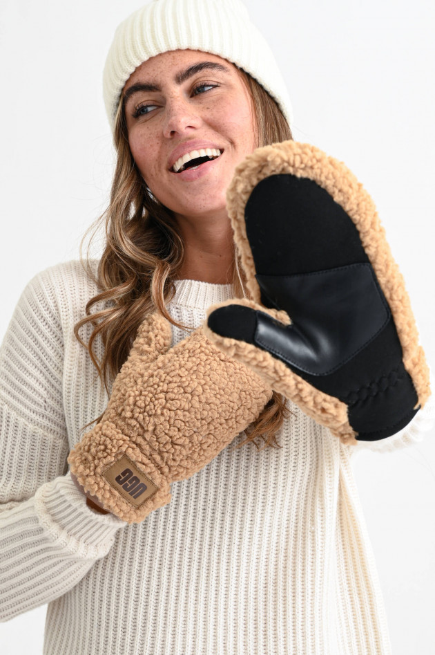 UGG Teddyfell-Fäustlinge SHERPA in Camel
