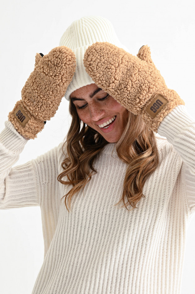 UGG Teddyfell-Fäustlinge SHERPA in Camel