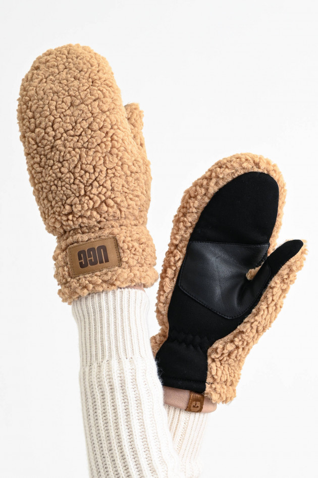 UGG Teddyfell-Fäustlinge SHERPA in Camel