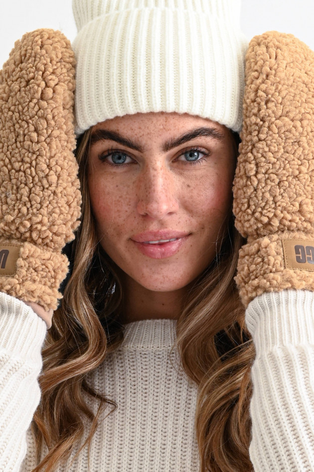 UGG Teddyfell-Fäustlinge SHERPA in Camel