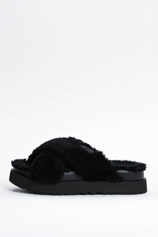 UGG Fell-Pantolette FUZZ SUGAR in Schwarz