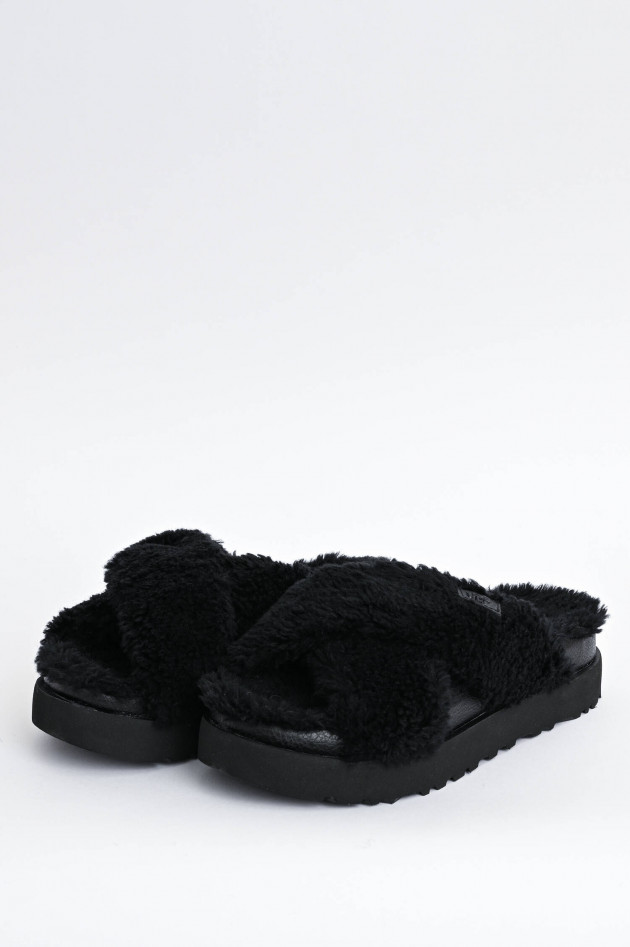 UGG Fell-Pantolette FUZZ SUGAR in Schwarz