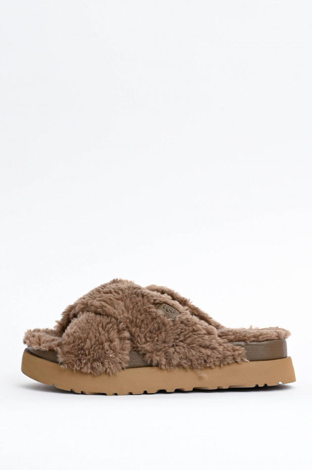 UGG Fell-Pantolette FUZZ SUGAR in Walnuss