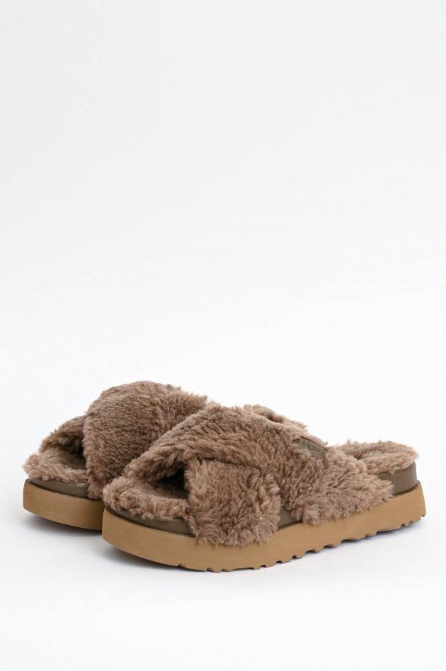 UGG Fell-Pantolette FUZZ SUGAR in Walnuss