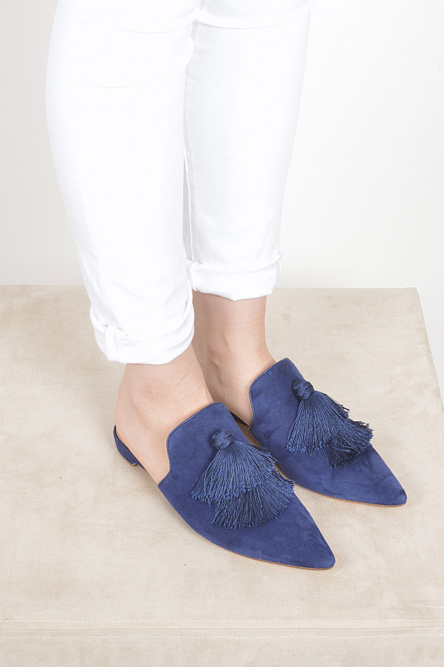 Unützer Slippers aus Veloursleder in Navy