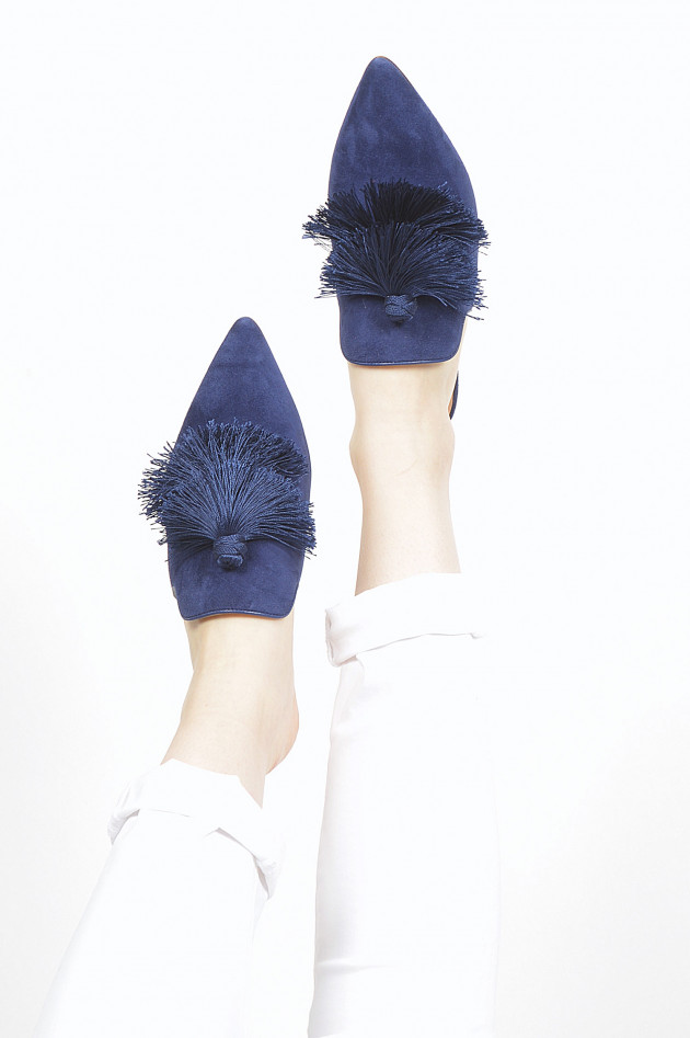 Unützer Slippers aus Veloursleder in Navy