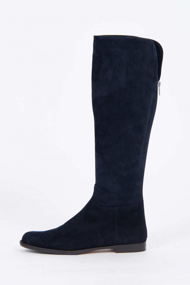 Unützer Stiefel aus Verloursleder in Navy