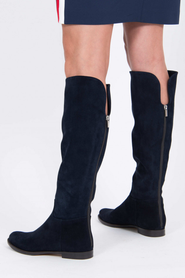 Unützer Stiefel aus Verloursleder in Navy