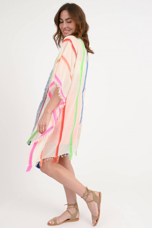 Valerie Khalfon Paris Poncho KOMAK in Weiß/Multicolor