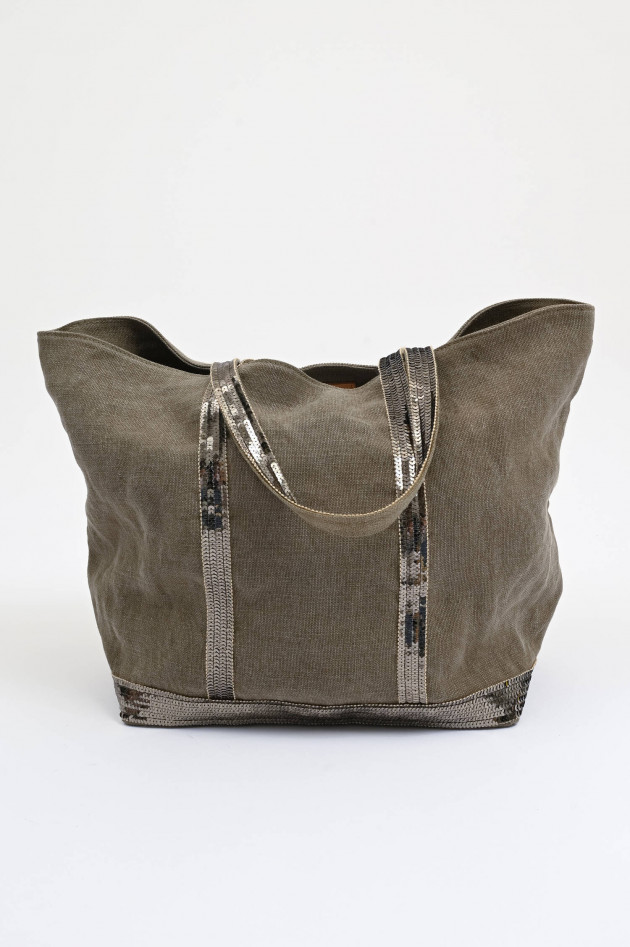 Vanessa Bruno Canvas Tote mit Pailetten in Oliv