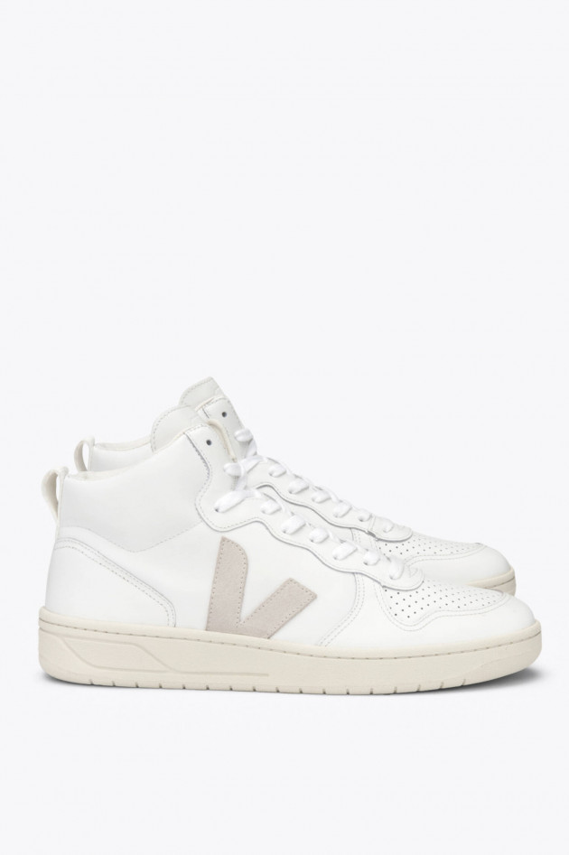 Veja Nachhaltiger High-Top-Sneaker in Weiß/Sand