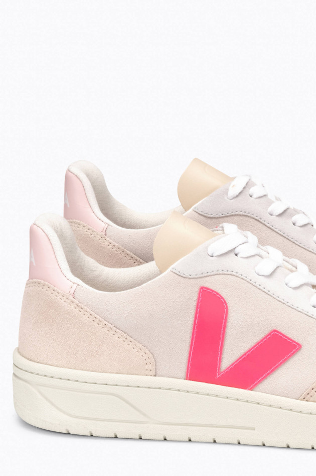 Veja Veloursleder-Sneaker V-10 in Beige/Rosa/Pink