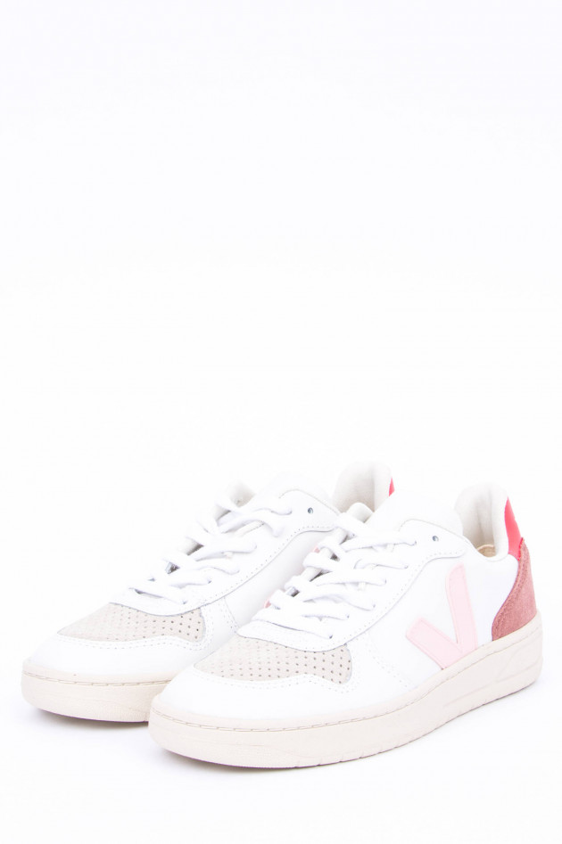 Veja Sneaker V10 in Weiß/Rosa/Pink