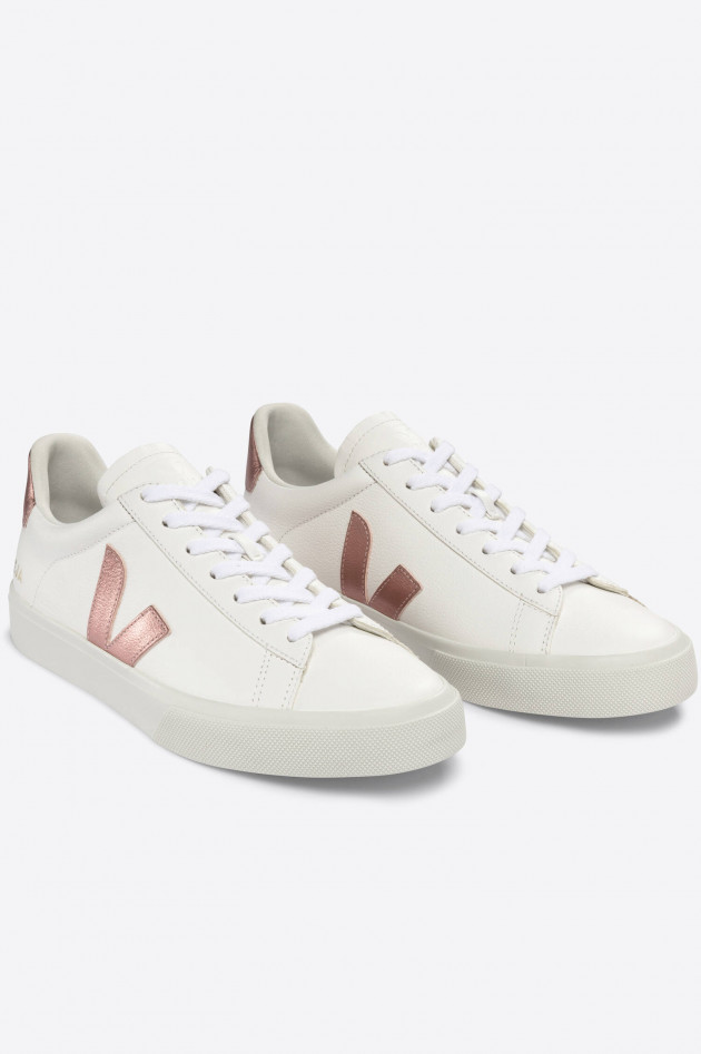 Veja Nachhaltiger Sneaker CAMPO in Weiß/Rosé metallic