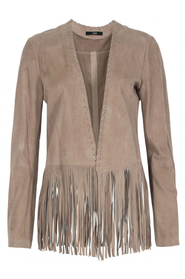Steffen Schraut Velours Lederjacke mit Fransen in Sand
