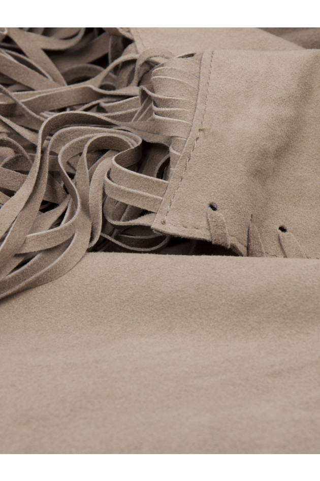 Steffen Schraut Velours Lederjacke mit Fransen in Sand