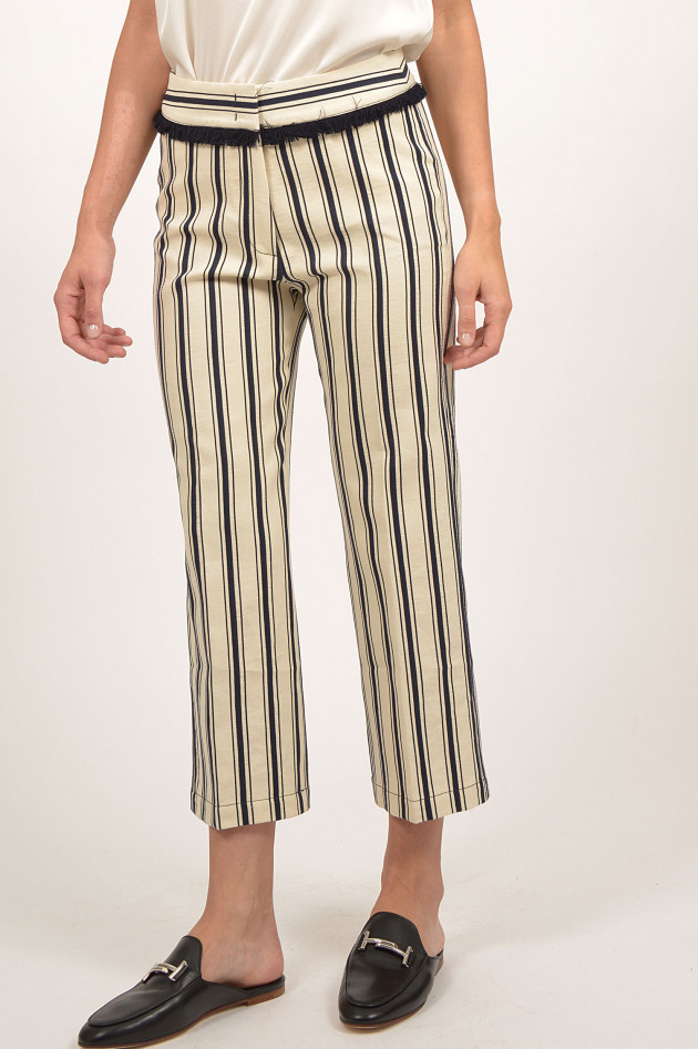 Via Masini 80 Hose in Navy/Beige gestreift