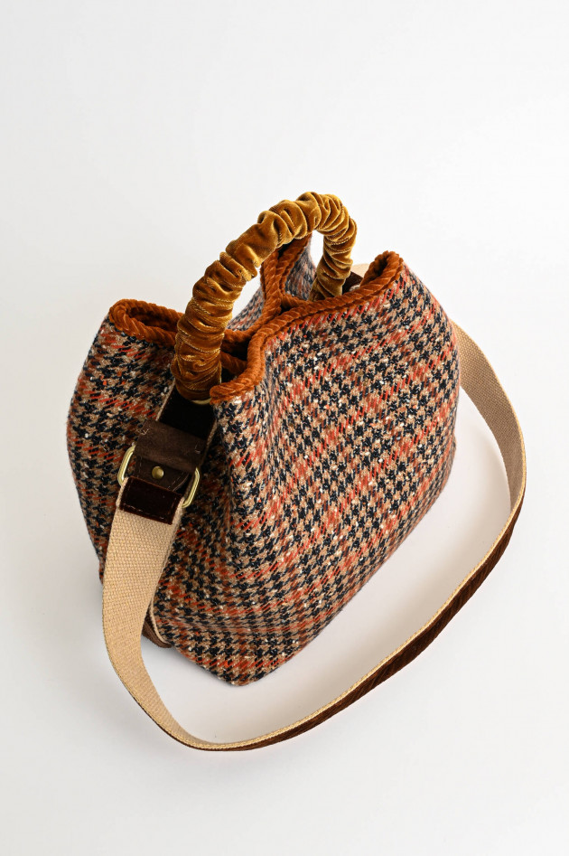 ViaMailBag Karo Jacquard Tasche ZERMAT CHECK in Braun/Orange