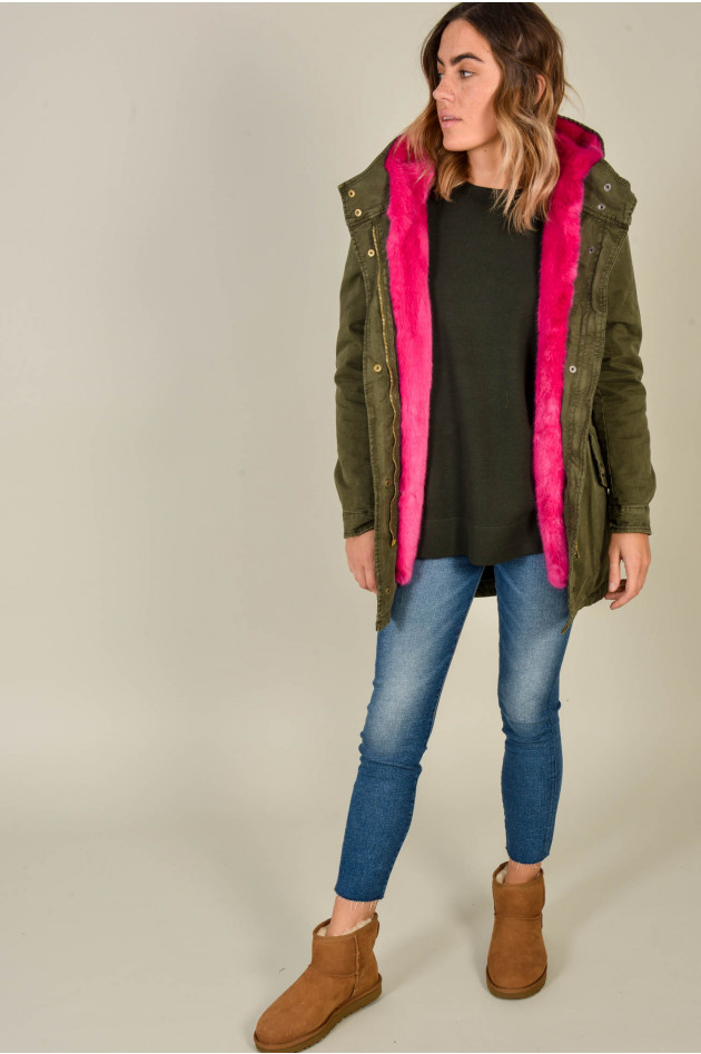 Vicino Venezia Parka mit Fakefell in Oliv/Pink