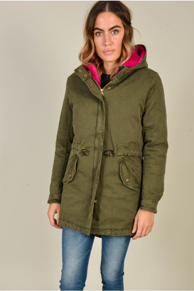 Vicino Venezia Parka mit Fakefell in Oliv/Pink