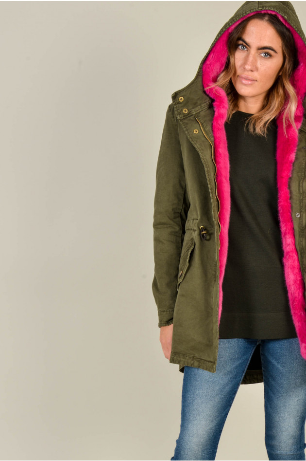 Vicino Venezia Parka mit Fakefell in Oliv/Pink