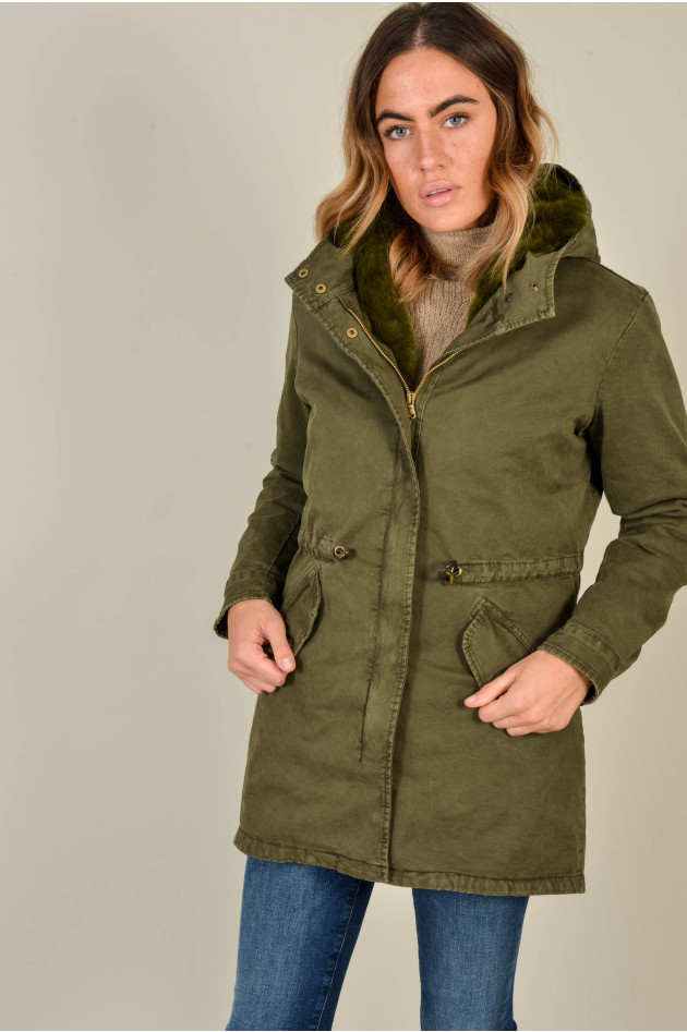 Vicino Venezia Parka mit Fakefell in Oliv/Orange