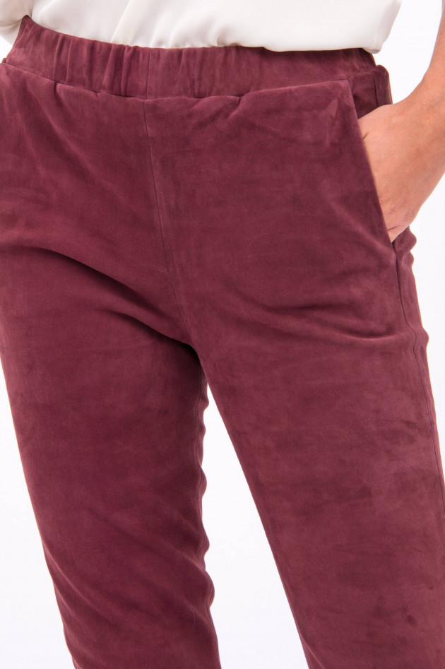 White T Slimm Fit Hose in Merlot