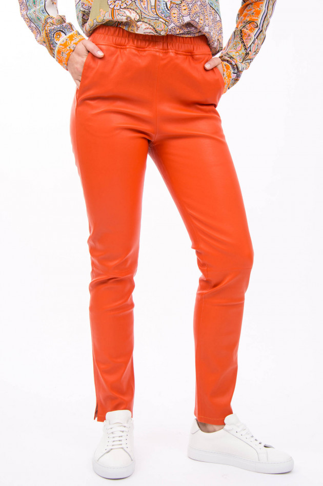 White T Hose aus Nappaleder in Orange