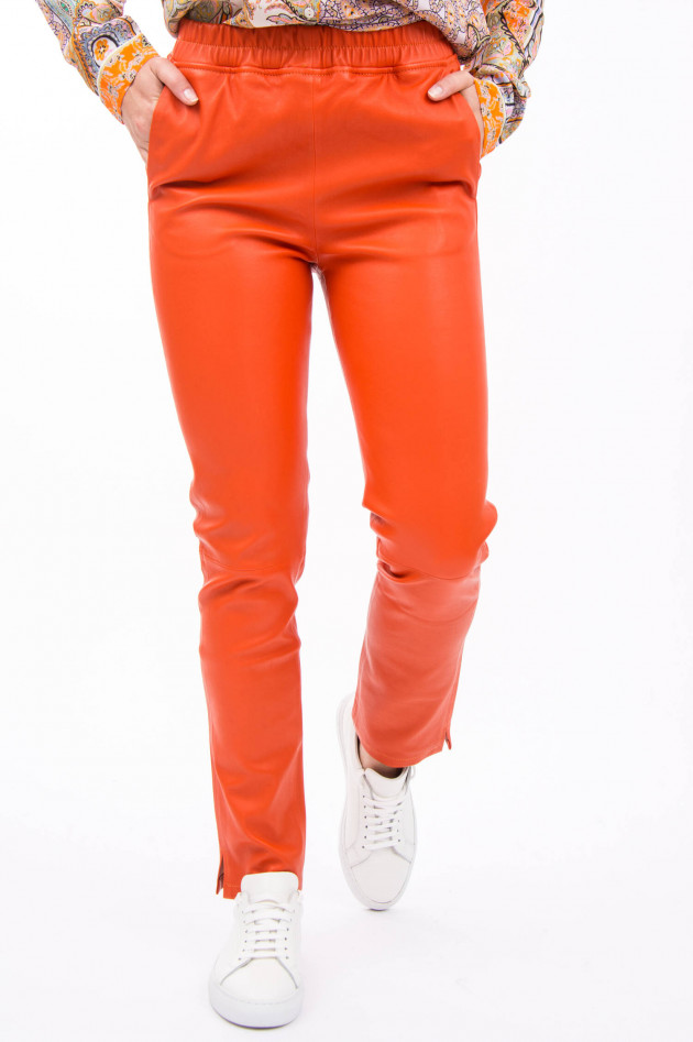 White T Hose aus Nappaleder in Orange