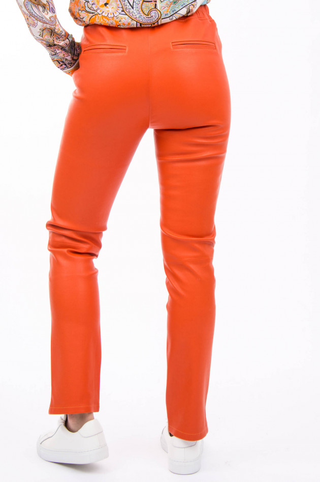 White T Hose aus Nappaleder in Orange