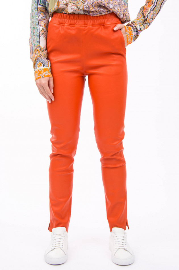 White T Hose aus Nappaleder in Orange