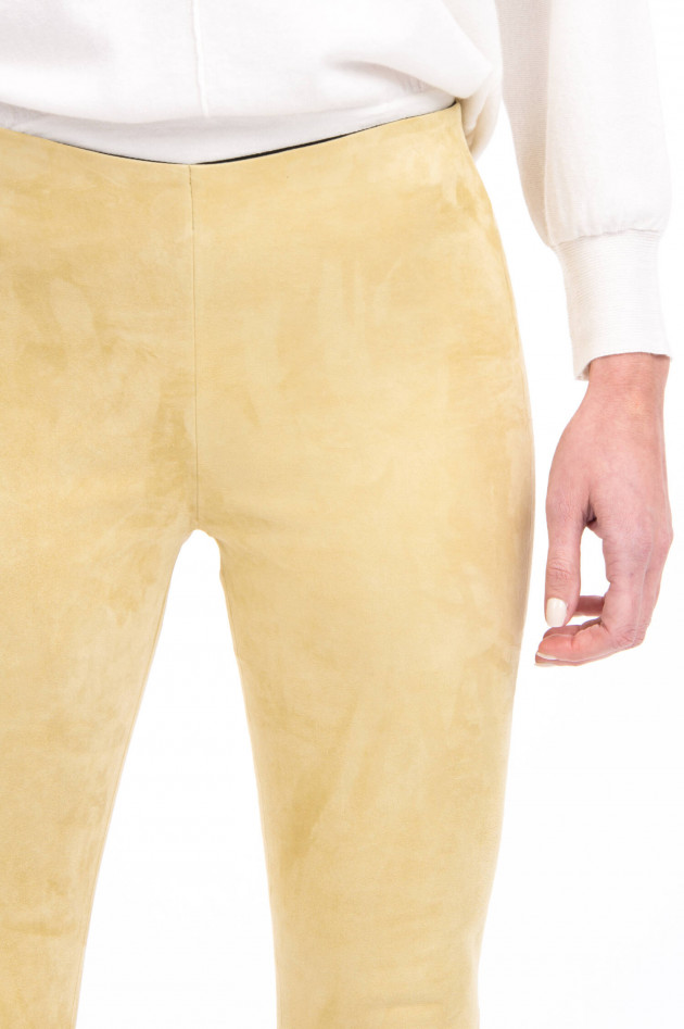 White T Raulederhose mit Kick in Gelb