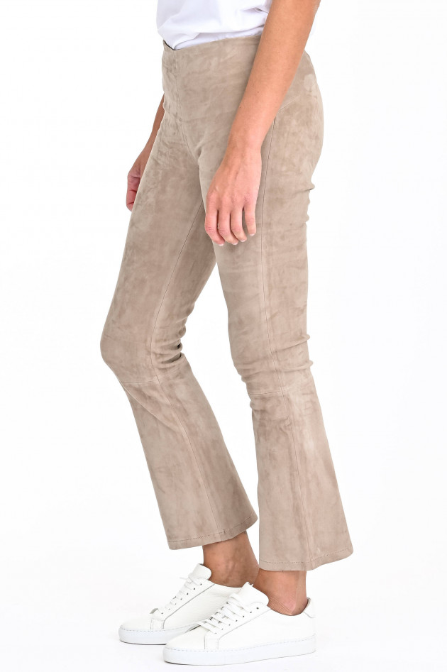 White T Raulederhose mit Kick in Taupe