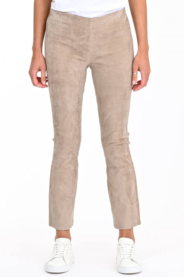 White T Raulederhose mit Kick in Taupe