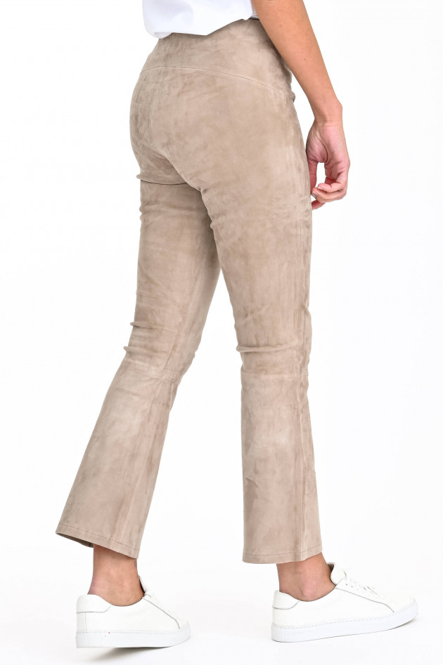 White T Raulederhose mit Kick in Taupe