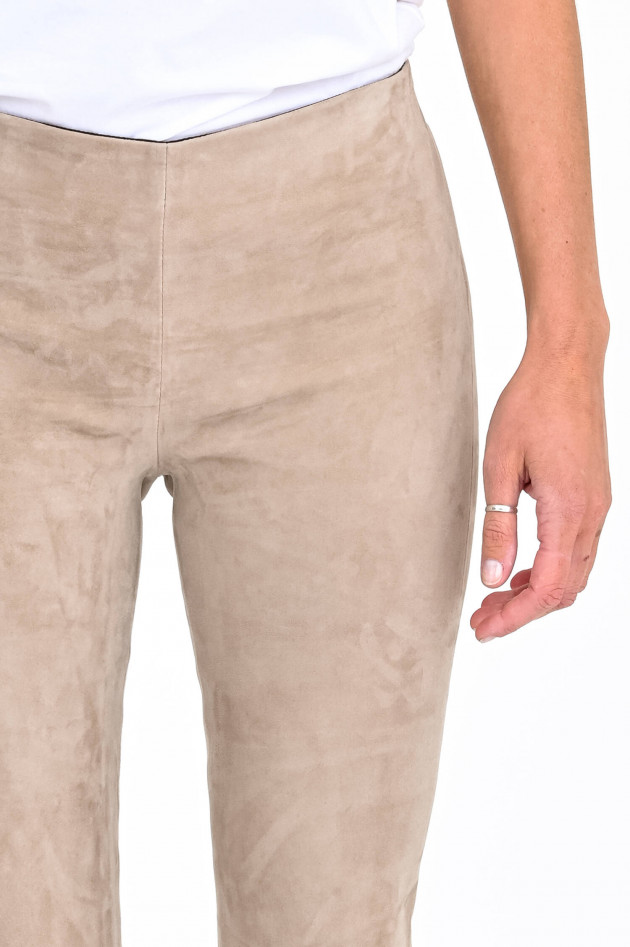 White T Raulederhose mit Kick in Taupe